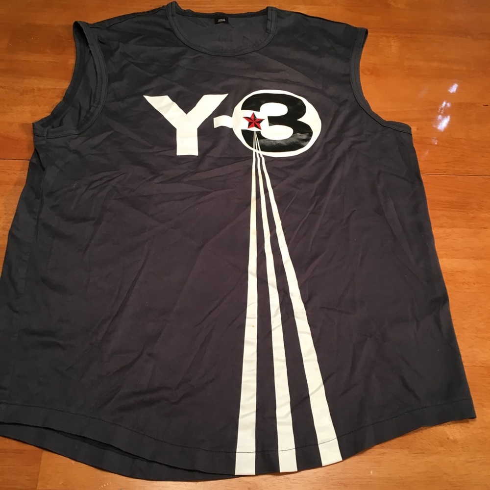 Y-3 Gunmetal Sleeveless Red Star T-shirt - M